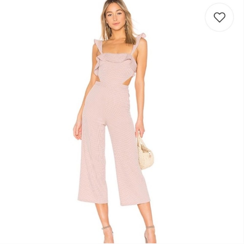 Ale by Alessandra Gingham Ruffle WideLeg Jumpsuit